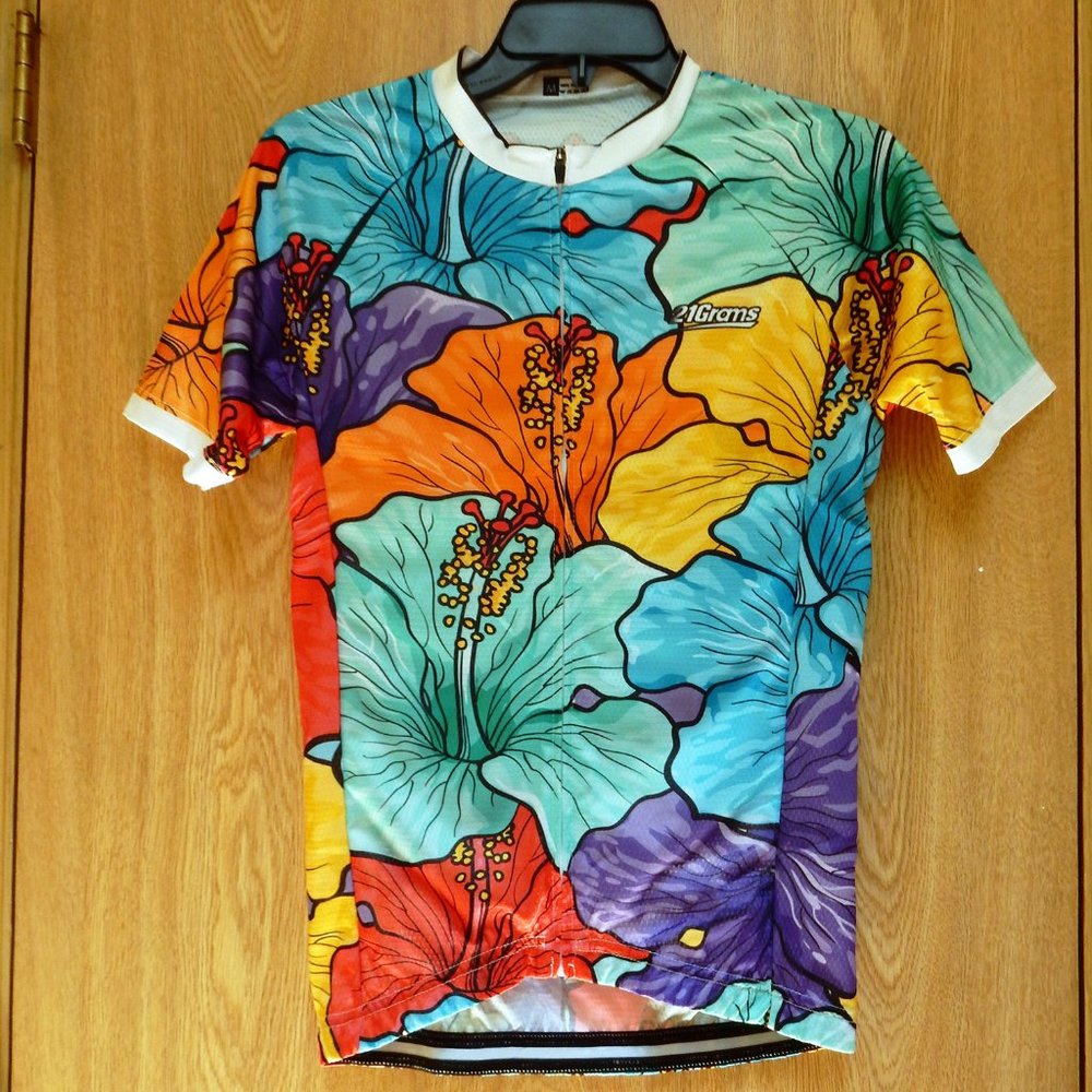 Womens NEW short sleeve cycling jersey size small colorful floral S - M